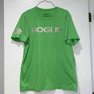 Rogue- neon green t-shirt with reflective lettering. Size large.